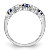 14K White Gold 3/8 carat Diamond and Blue Sapphire Complete Band